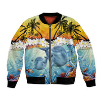 Aloha Hawaii Dolphins Bomber Jacket Heart Of The Ocean Tropical Summer Vibes LT14 Unisex Blue - Polynesian Pride