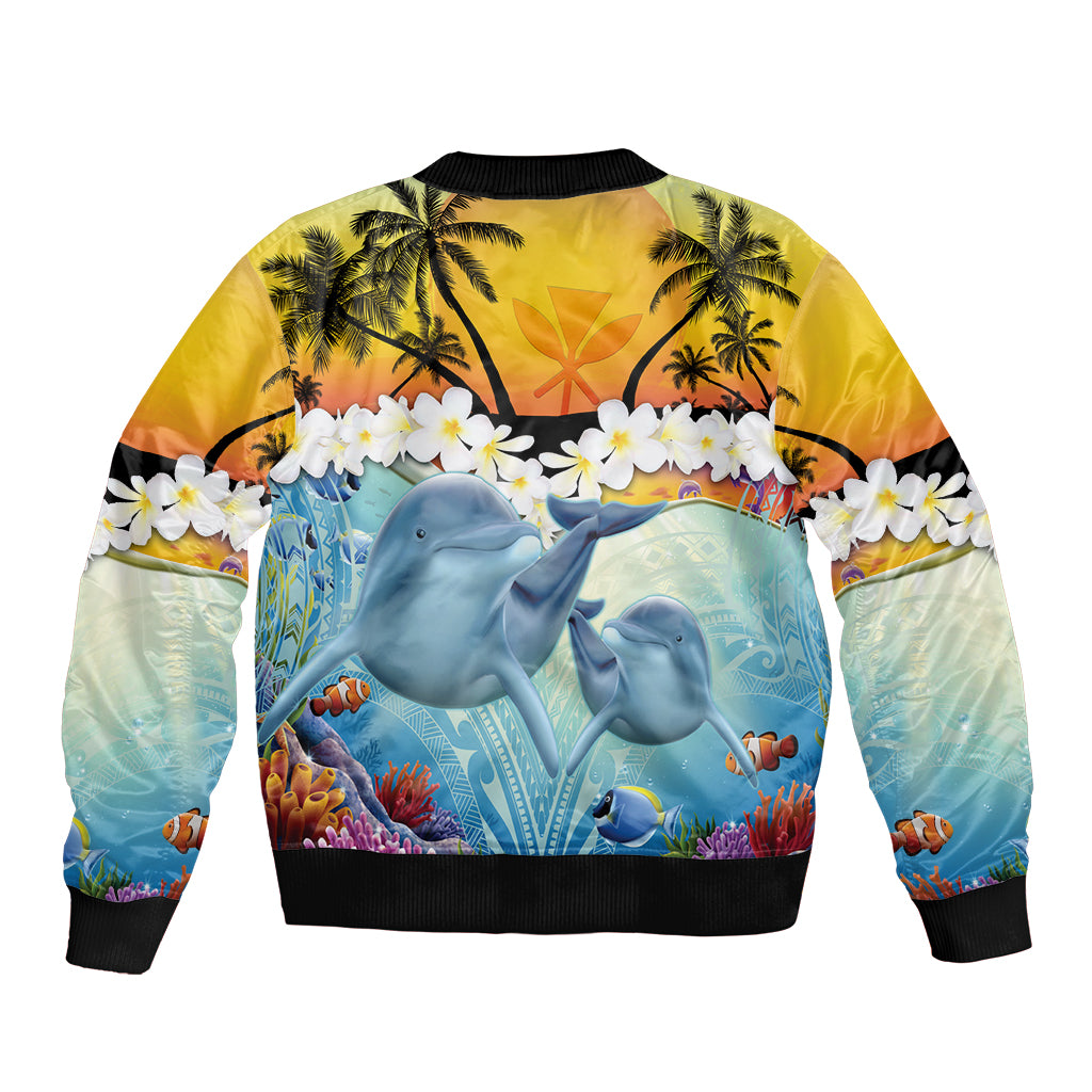 Aloha Hawaii Dolphins Bomber Jacket Heart Of The Ocean Tropical Summer Vibes LT14 - Polynesian Pride