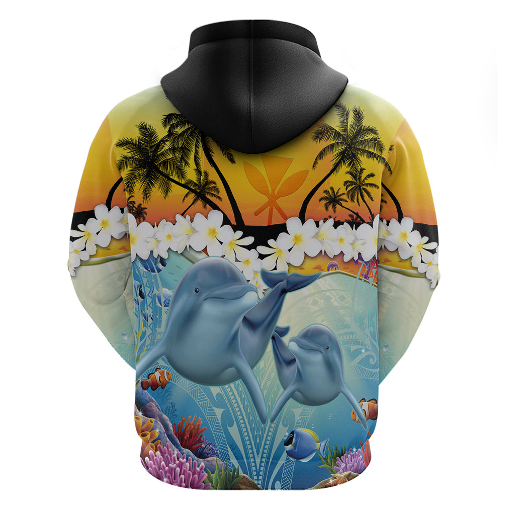 Aloha Hawaii Dolphins Zip Hoodie Heart Of The Ocean Tropical Summer Vibes LT14 - Polynesian Pride