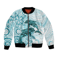 Polynesia Dolphins Bomber Jacket Valentine Day Floral Polynesian - Vintage Dark Cyan LT14 Unisex Dark Cyan - Polynesian Pride