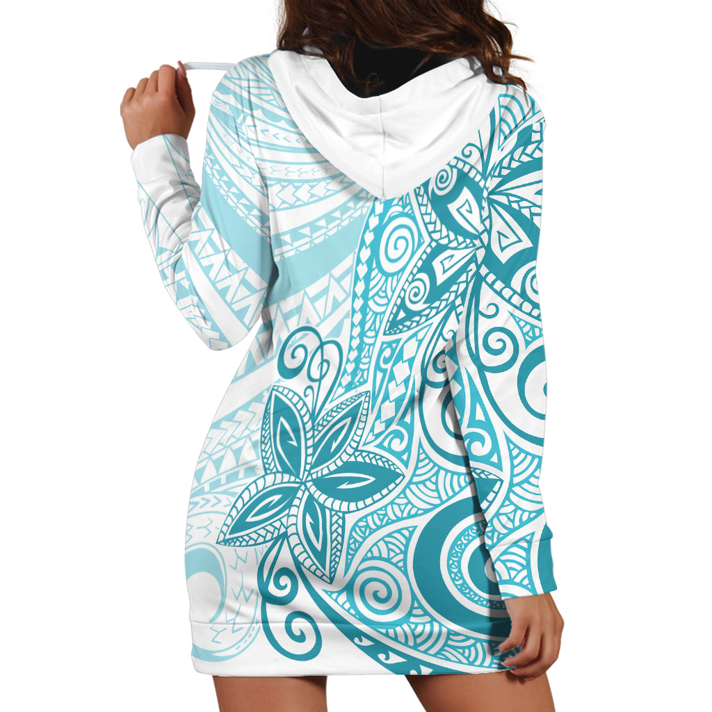 Polynesia Dolphins Hoodie Dress Valentine Day Floral Polynesian - Vintage Dark Cyan LT14 - Polynesian Pride