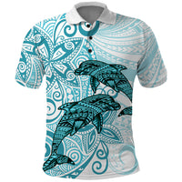 Polynesia Dolphins Polo Shirt Valentine Day Floral Polynesian - Vintage Dark Cyan LT14 Dark Cyan - Polynesian Pride