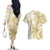 Polynesia Dolphins Couples Matching Off The Shoulder Long Sleeve Dress and Hawaiian Shirt Valentine Day Floral Polynesian - Vintage Brown LT14 - Polynesian Pride