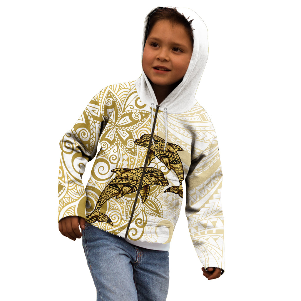 Polynesia Dolphins Kid Hoodie Valentine Day Floral Polynesian - Vintage Brown LT14 - Polynesian Pride