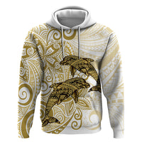 Polynesia Dolphins Zip Hoodie Valentine Day Floral Polynesian - Vintage Brown LT14 Pullover Hoodie Brown - Polynesian Pride