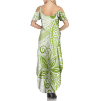 Polynesia Dolphins Family Matching Summer Maxi Dress and Hawaiian Shirt Valentine Day Floral Polynesian - Vintage Lime Green LT14 - Polynesian Pride