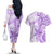 Polynesia Dolphins Couples Matching Off The Shoulder Long Sleeve Dress and Hawaiian Shirt Valentine Day Floral Polynesian - Vintage Purple LT14 - Polynesian Pride