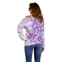 Polynesia Dolphins Off Shoulder Sweater Valentine Day Floral Polynesian - Vintage Purple LT14 - Polynesian Pride