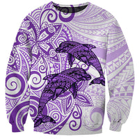 Polynesia Dolphins Sweatshirt Valentine Day Floral Polynesian - Vintage Purple LT14 Unisex Purple - Polynesian Pride