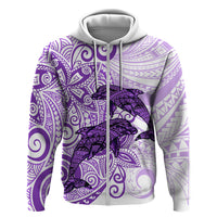 Polynesia Dolphins Zip Hoodie Valentine Day Floral Polynesian - Vintage Purple LT14 Zip Hoodie Purple - Polynesian Pride