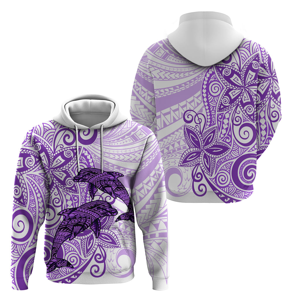 Polynesia Dolphins Zip Hoodie Valentine Day Floral Polynesian - Vintage Purple LT14 - Polynesian Pride
