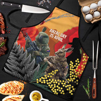 New Zealand and Australia ANZAC Day Apron Sliver Fern Kakapo With Golden Wattle Kangaroo - Polynesian Pride