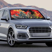 New Zealand and Australia ANZAC Day Auto Sun Shade Sliver Fern Kakapo With Golden Wattle Kangaroo - Polynesian Pride