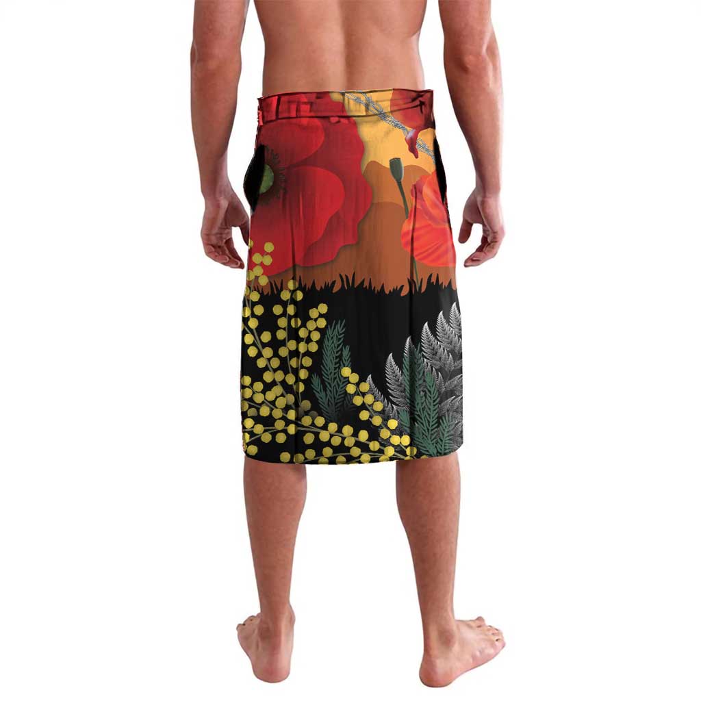 New Zealand and Australia ANZAC Day Lavalava Sliver Fern Kakapo With Golden Wattle Kangaroo