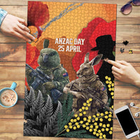 New Zealand and Australia ANZAC Day Puzzle Sliver Fern Kakapo With Golden Wattle Kangaroo - Polynesian Pride