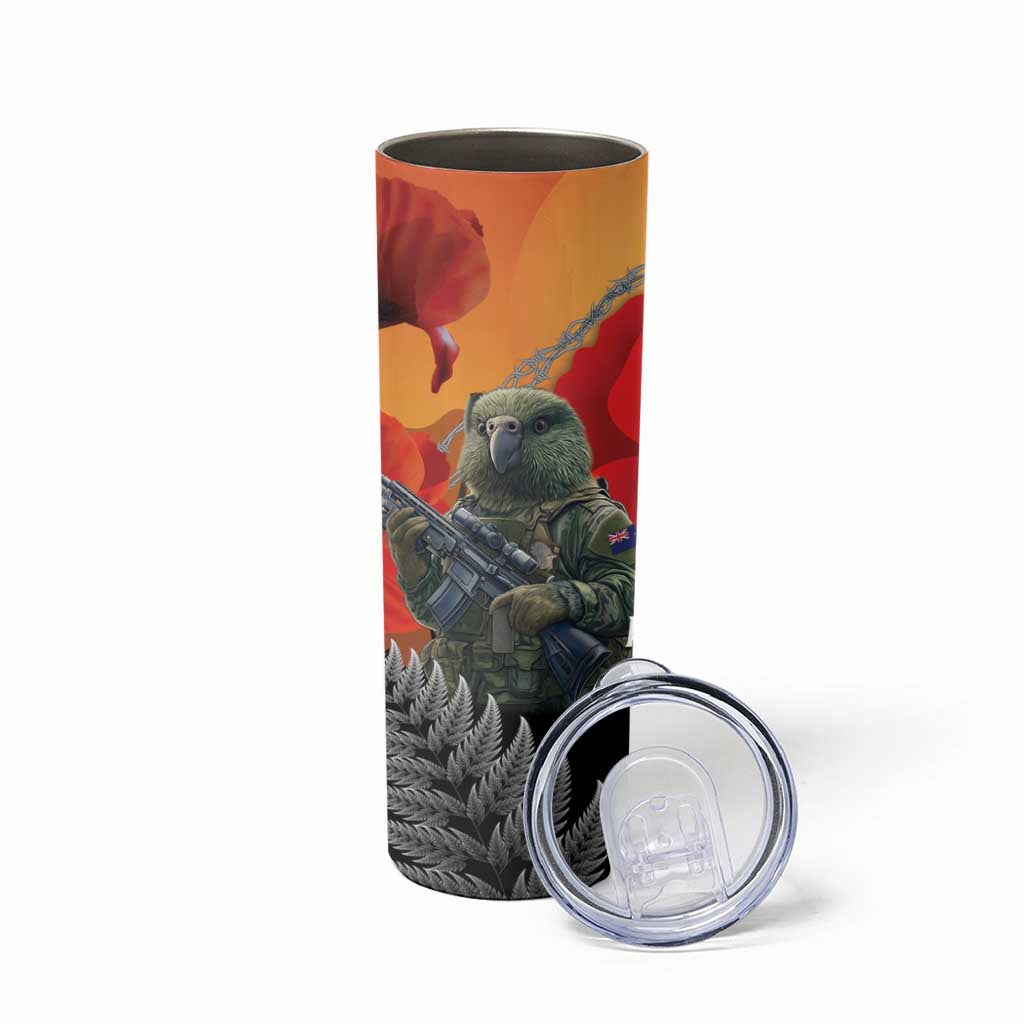 New Zealand and Australia ANZAC Day Skinny Tumbler Sliver Fern Kakapo With Golden Wattle Kangaroo LT14 - Polynesian Pride