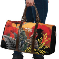 New Zealand and Australia ANZAC Day Travel Bag Sliver Fern Kakapo With Golden Wattle Kangaroo - Polynesian Pride