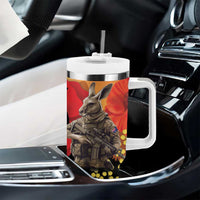 New Zealand and Australia ANZAC Day Tumbler With Handle Sliver Fern Kakapo With Golden Wattle Kangaroo LT14 - Polynesian Pride