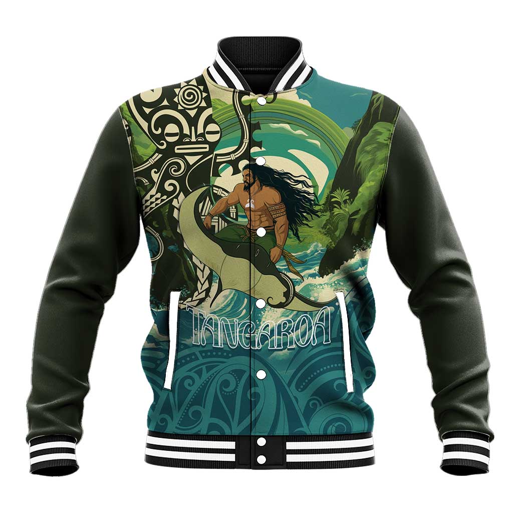 Aotearoa Tangaroa Atua Baseball Jacket New Zealand God Of The Ocean LT14 Unisex Cyan - Polynesian Pride