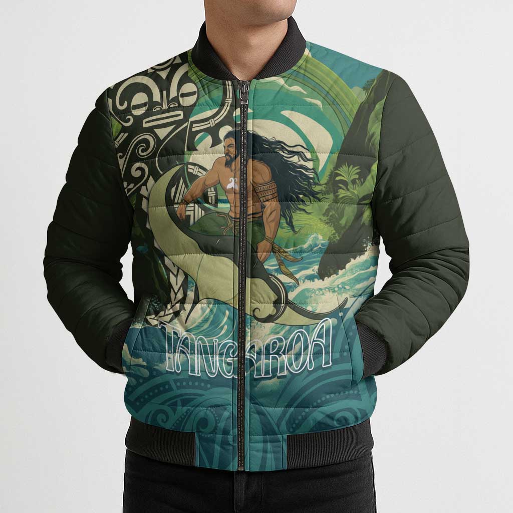 Aotearoa Tangaroa Atua Bomber Puffer Jacket New Zealand God Of The Ocean - Polynesian Pride