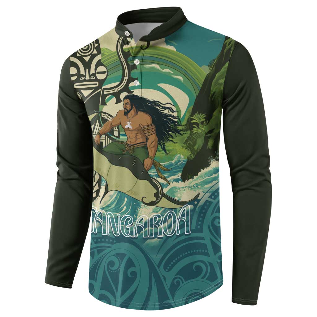 Aotearoa Tangaroa Atua Button Sweatshirt New Zealand God Of The Ocean LT14 - Polynesian Pride