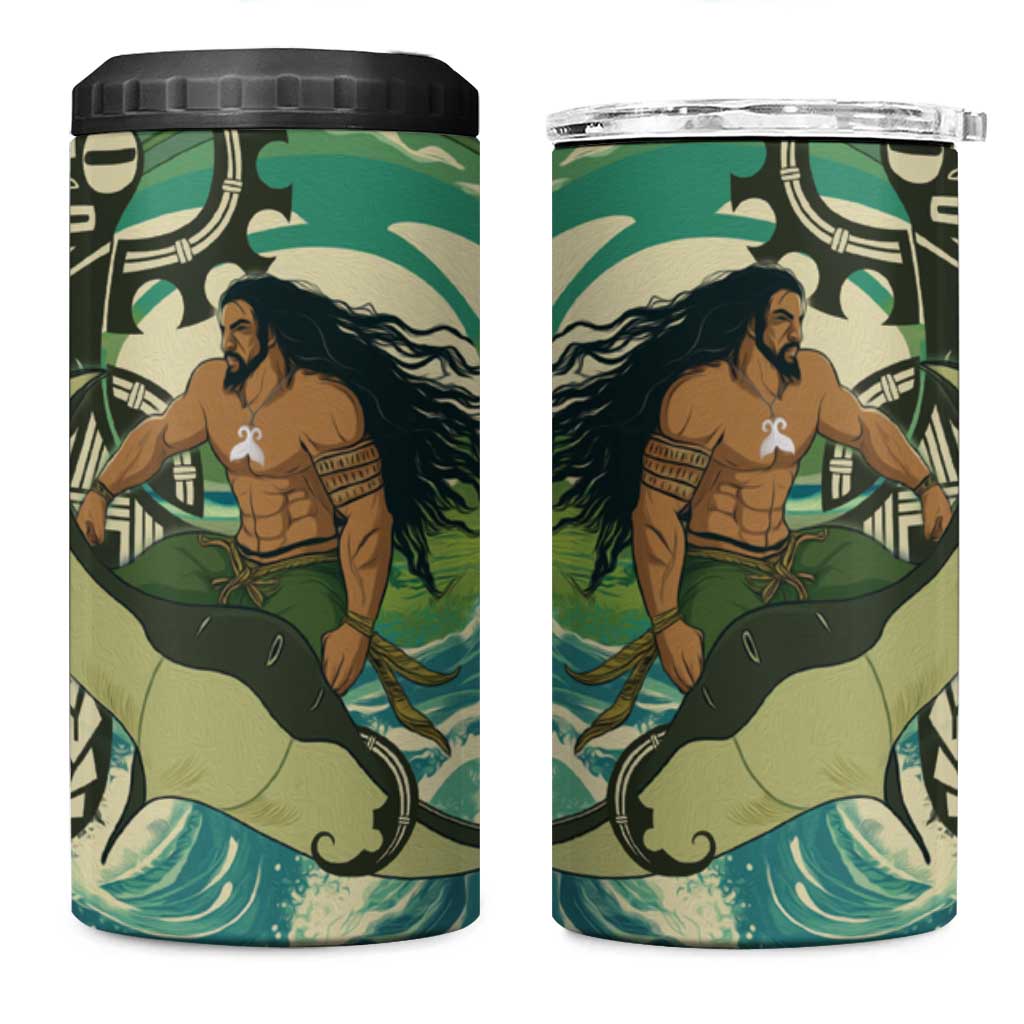 Aotearoa Tangaroa Atua 4 in 1 Can Cooler Tumbler New Zealand God Of The Ocean LT14 One Size: 16 oz Cyan - Polynesian Pride