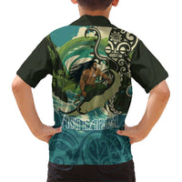 Aotearoa Tangaroa Atua Family Matching Long Sleeve Bodycon Dress and Hawaiian Shirt New Zealand God Of The Ocean LT14 - Polynesian Pride