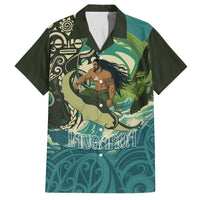 Aotearoa Tangaroa Atua Family Matching Off The Shoulder Long Sleeve Dress and Hawaiian Shirt New Zealand God Of The Ocean