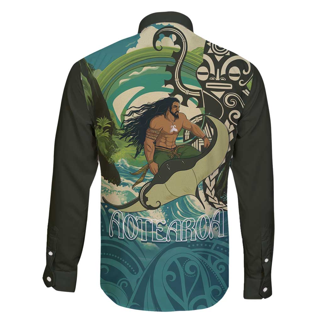 Aotearoa Tangaroa Atua Family Matching Off Shoulder Maxi Dress and Hawaiian Shirt New Zealand God Of The Ocean LT14 - Polynesian Pride