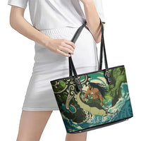 Aotearoa Tangaroa Atua Leather Tote Bag New Zealand God Of The Ocean LT14 - Polynesian Pride