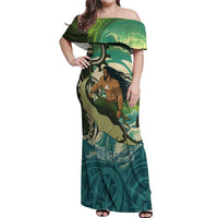 Aotearoa Tangaroa Atua Off Shoulder Maxi Dress New Zealand God Of The Ocean