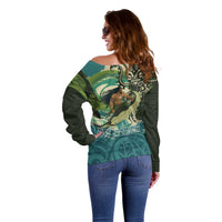 Aotearoa Tangaroa Atua Off Shoulder Sweater New Zealand God Of The Ocean