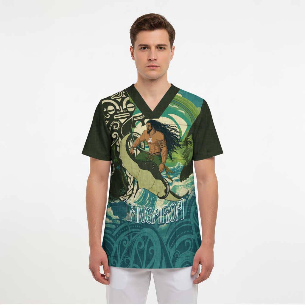Aotearoa Tangaroa Atua Scrub Top New Zealand God Of The Ocean - Polynesian Pride