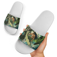 Aotearoa Tangaroa Atua Slide Sandals New Zealand God Of The Ocean LT14 - Polynesian Pride
