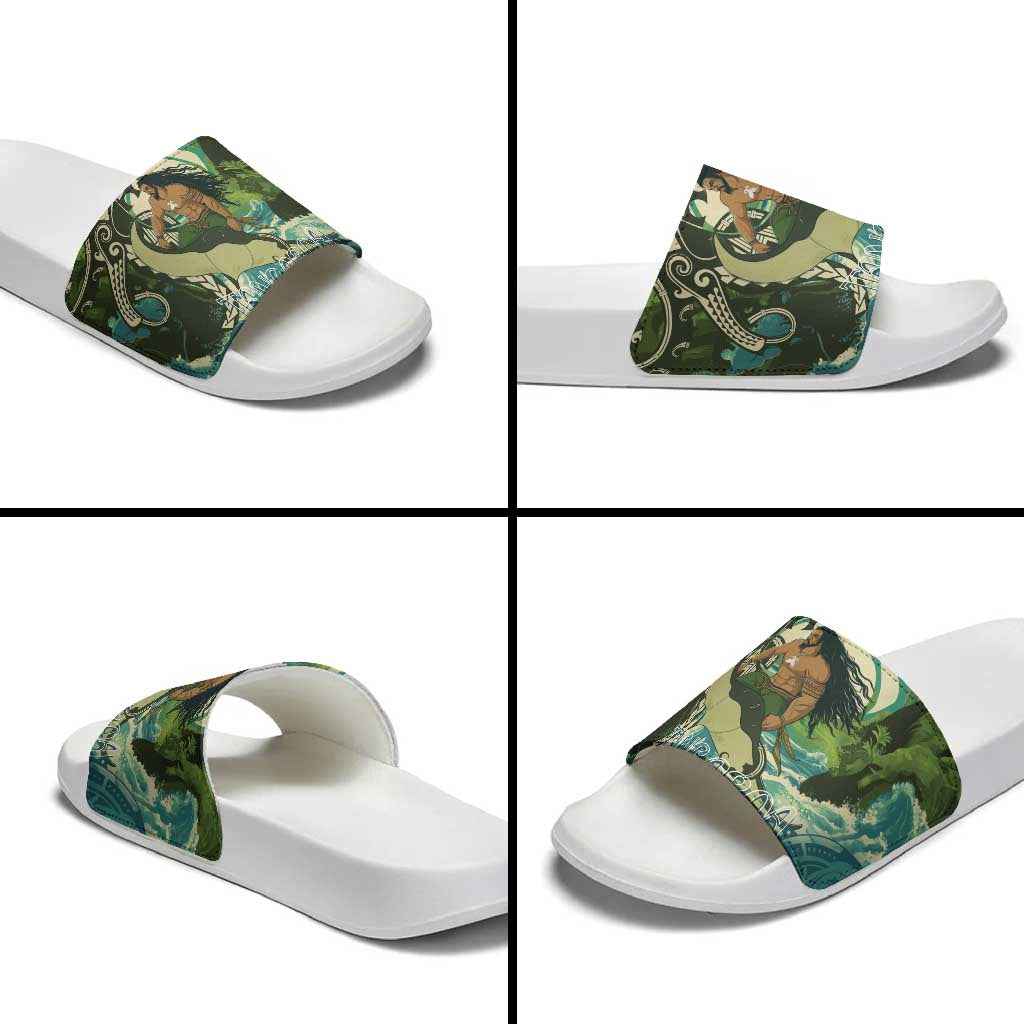 Aotearoa Tangaroa Atua Slide Sandals New Zealand God Of The Ocean LT14 - Polynesian Pride
