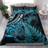 New Zealand Lizard Bedding Set Silver Fern Aotearoa Maori Blue Version