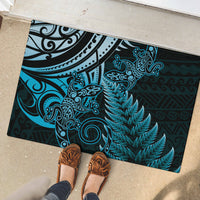 New Zealand Lizard Rubber Doormat Silver Fern Aotearoa Maori Blue Version