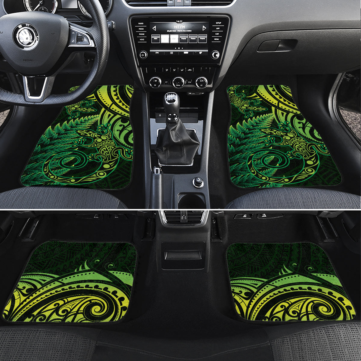 New Zealand Lizard Car Mats Silver Fern Aotearoa Maori Green Version