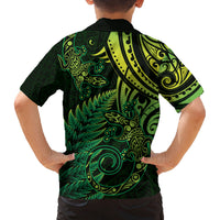 New Zealand Lizard Family Matching Puletasi and Hawaiian Shirt Silver Fern Aotearoa Maori Green Version