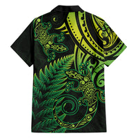New Zealand Lizard Family Matching Short Sleeve Bodycon Dress and Hawaiian Shirt Silver Fern Aotearoa Maori Green Version LT14 - Polynesian Pride