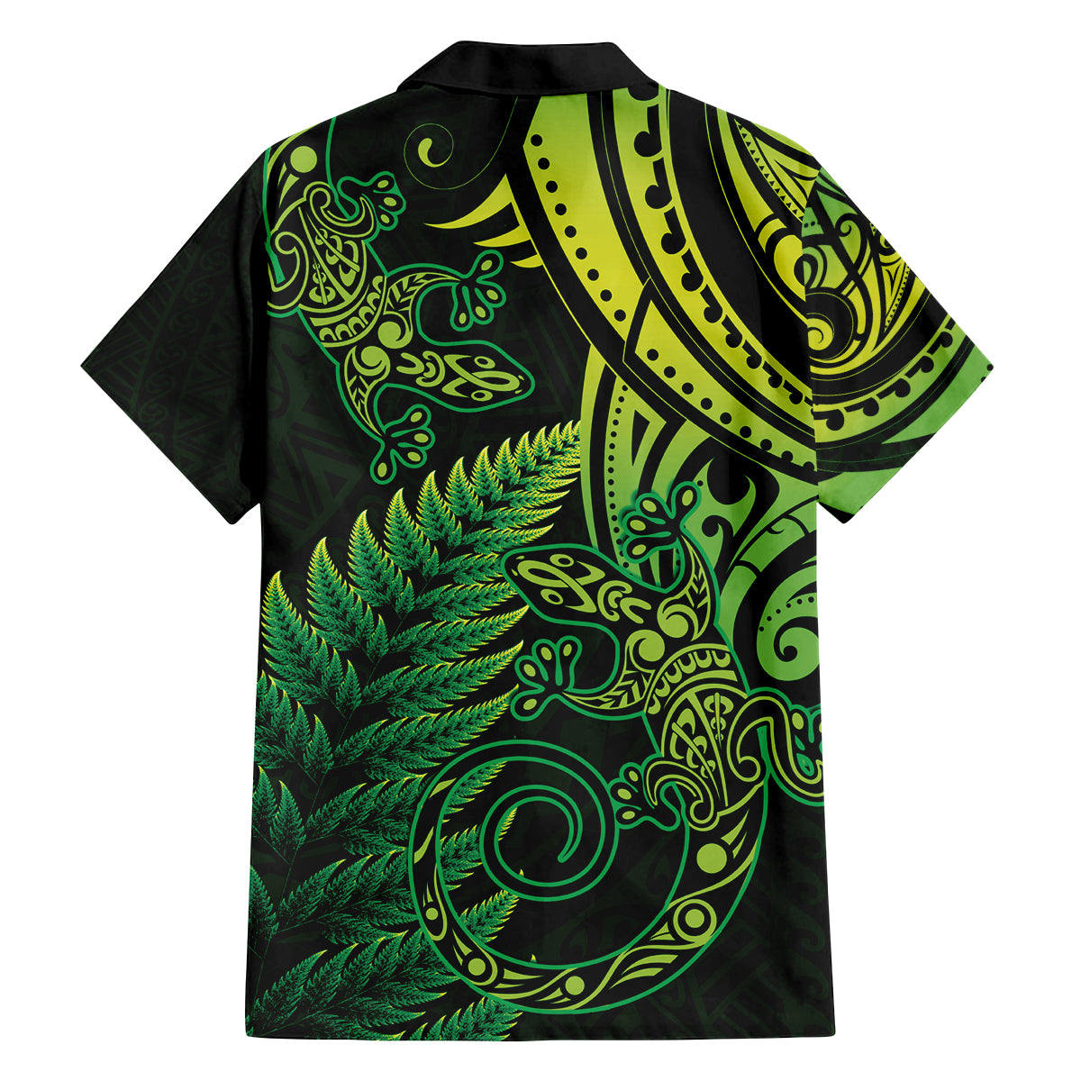 New Zealand Lizard Family Matching Tank Maxi Dress and Hawaiian Shirt Silver Fern Aotearoa Maori Green Version LT14 - Polynesian Pride