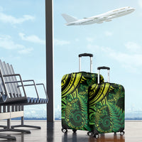New Zealand Lizard Luggage Cover Silver Fern Aotearoa Maori Green Version