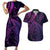 New Zealand Lizard Couples Matching Short Sleeve Bodycon Dress and Hawaiian Shirt Silver Fern Aotearoa Maori Purple Version