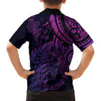 New Zealand Lizard Family Matching Tank Maxi Dress and Hawaiian Shirt Silver Fern Aotearoa Maori Purple Version LT14 - Polynesian Pride