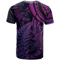 New Zealand Lizard T Shirt Silver Fern Aotearoa Maori Purple Version