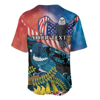 Personalised United States And New Zealand Baseball Jersey USA Eagle With Kowhai Aotearoa Tui Bird LT14 - Polynesian Pride