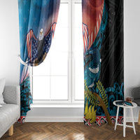 Personalised United States And New Zealand Window Curtain USA Eagle With Kowhai Aotearoa Tui Bird LT14 - Polynesian Pride
