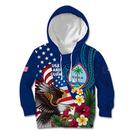 Personalised United States And Guam Kid Hoodie USA Eagle With Guahan Seal Tropical Vibes
