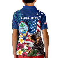 Personalised United States And Guam Kid Polo Shirt USA Eagle With Guahan Seal Tropical Vibes