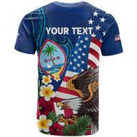 Personalised United States And Guam T Shirt USA Eagle With Guahan Seal Tropical Vibes